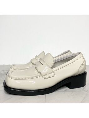 Jeffrey Campbell Sorbonne Ivory Patent Leather Heeled Penny Loafer 6
